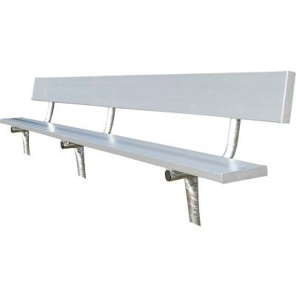 Gt Grandstands By Ultraplay 7'6" Aluminum Team Bench with Back and Galvanized Steel Frame, In Ground Mount BE-PB00706